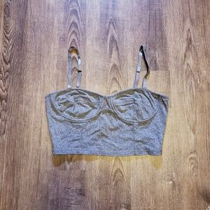 TALULA SALT PEPPER GREY CROP BUSTIER CAMI TANK MED
